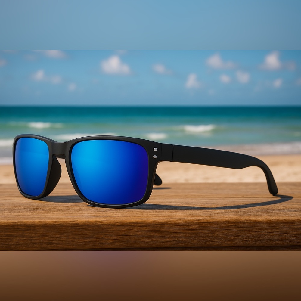 Black Sunglasses with Blue Lenses